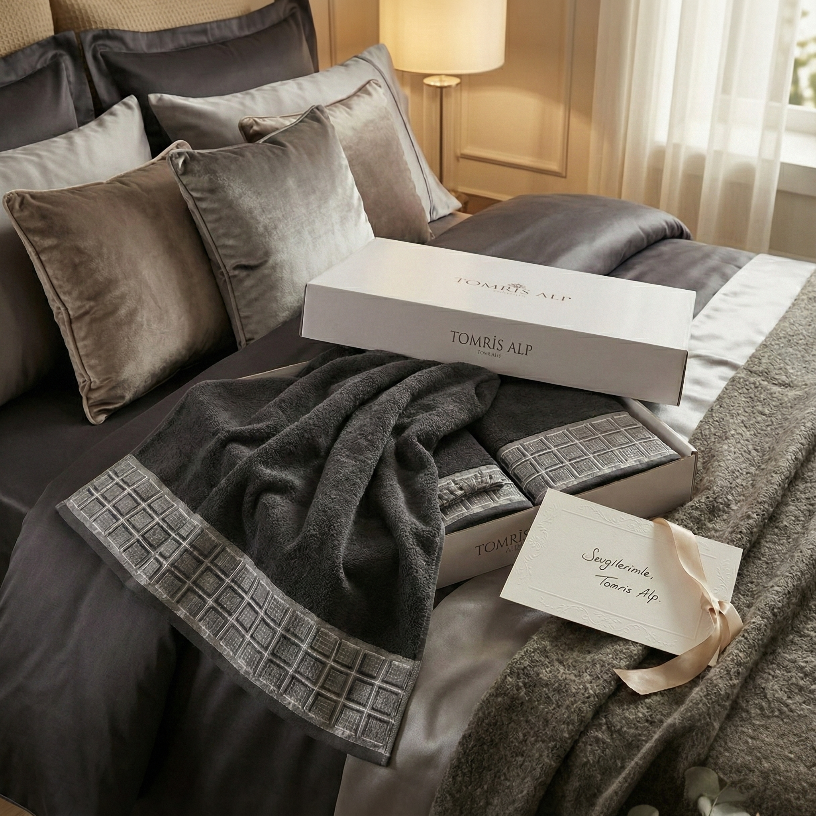 Tılsım Koleksiyonu Micro Bambu, Antrasit Renk, Özel Paketli Havlu Seti