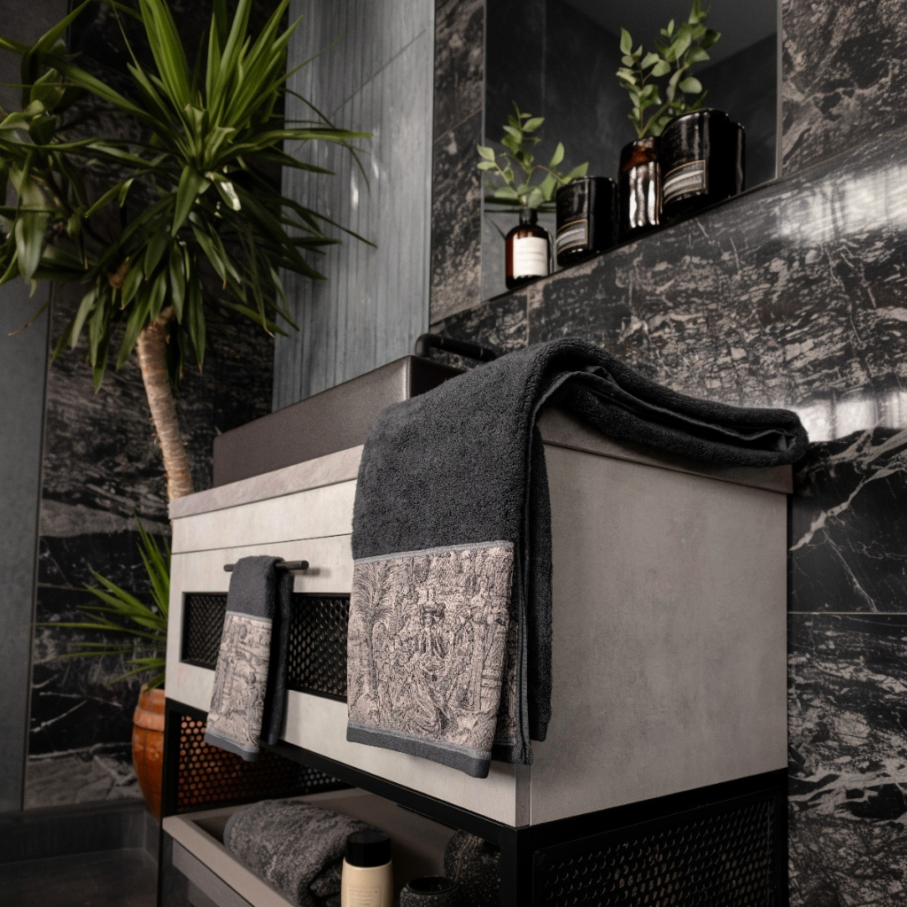 Goblen Koleksiyonu Micro Bambu, Antrasit Renk, Özel Paketli Havlu Seti