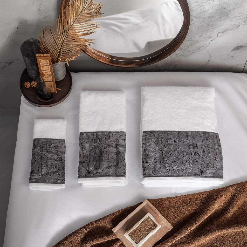 Goblen Koleksiyonu Micro Bambu, Beyaz Renk, Özel Paketli Havlu Seti