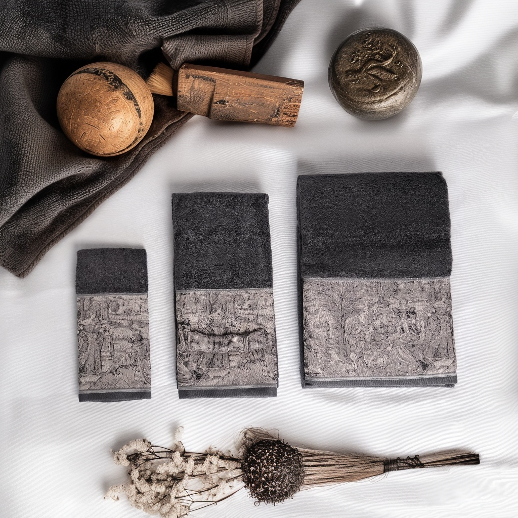 Goblen Koleksiyonu Micro Bambu, Antrasit Renk, Özel Paketli Havlu Seti