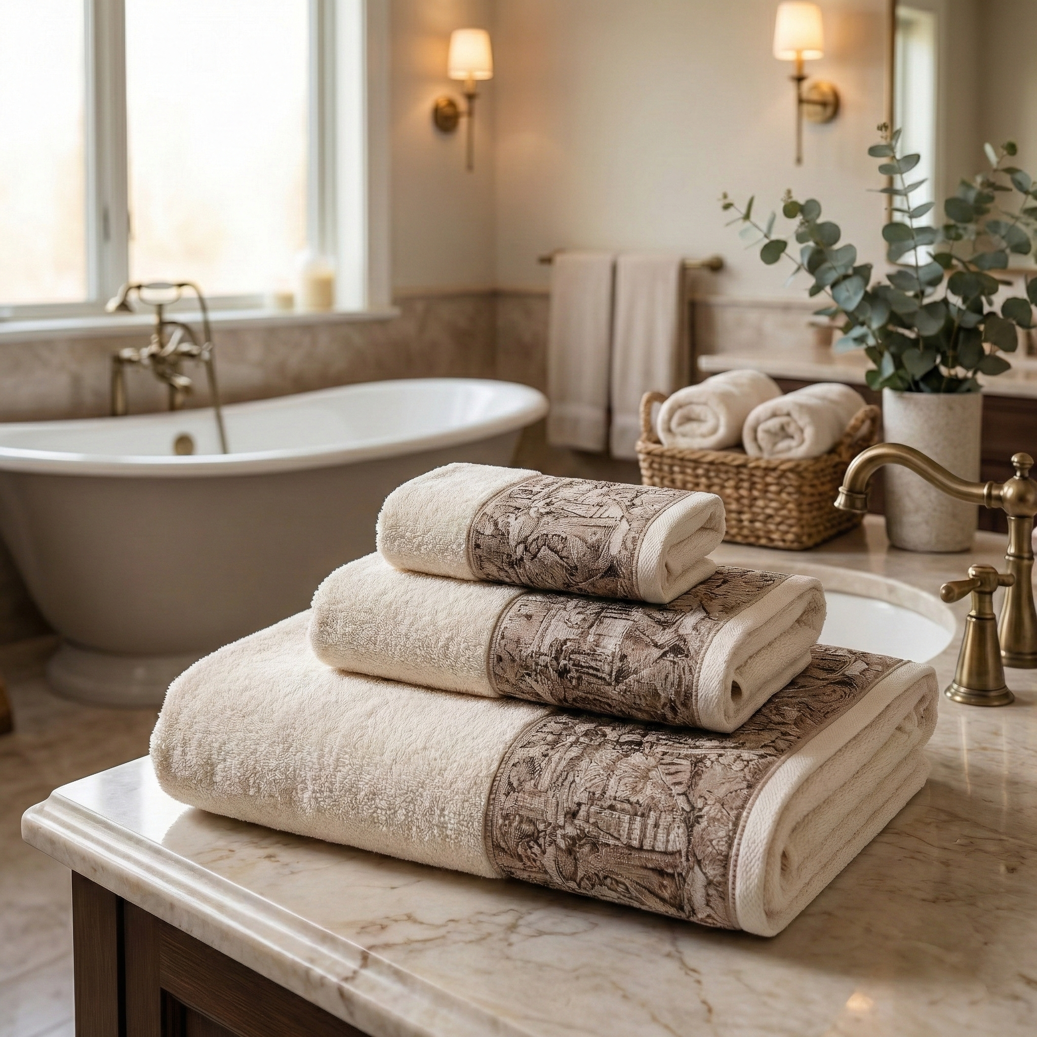 Goblen Koleksiyonu Micro Bambu, Vizon Renk, Özel Paketli Havlu Seti